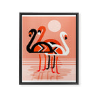 Posse - flamingo throwback nostalgia retro neon art print hipster trendy style minimal abstract geo Framed Canvas Print Gallery Image 6