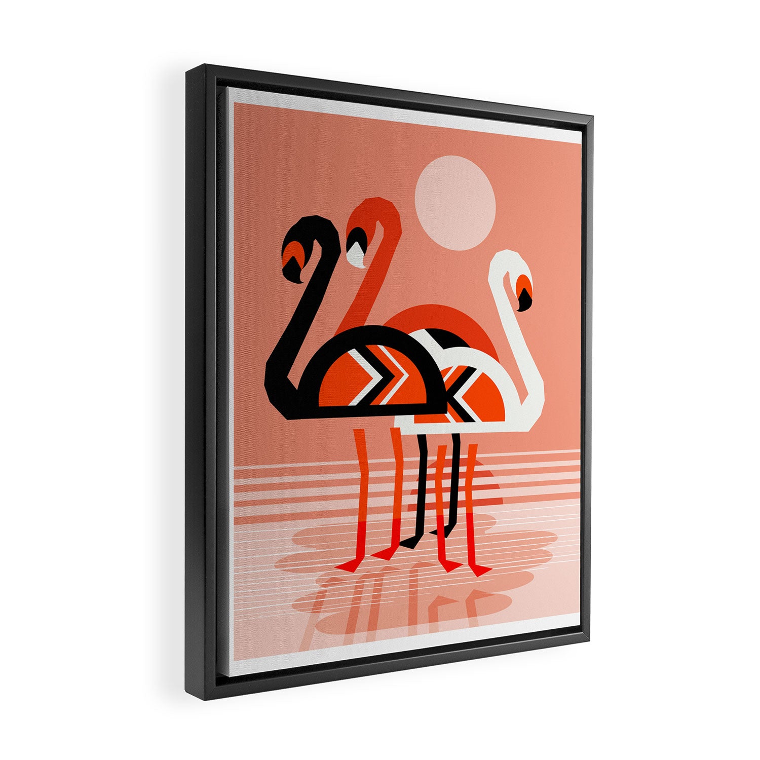 Posse - flamingo throwback nostalgia retro neon art print hipster trendy style minimal abstract geo Framed Canvas Print Gallery Image 2