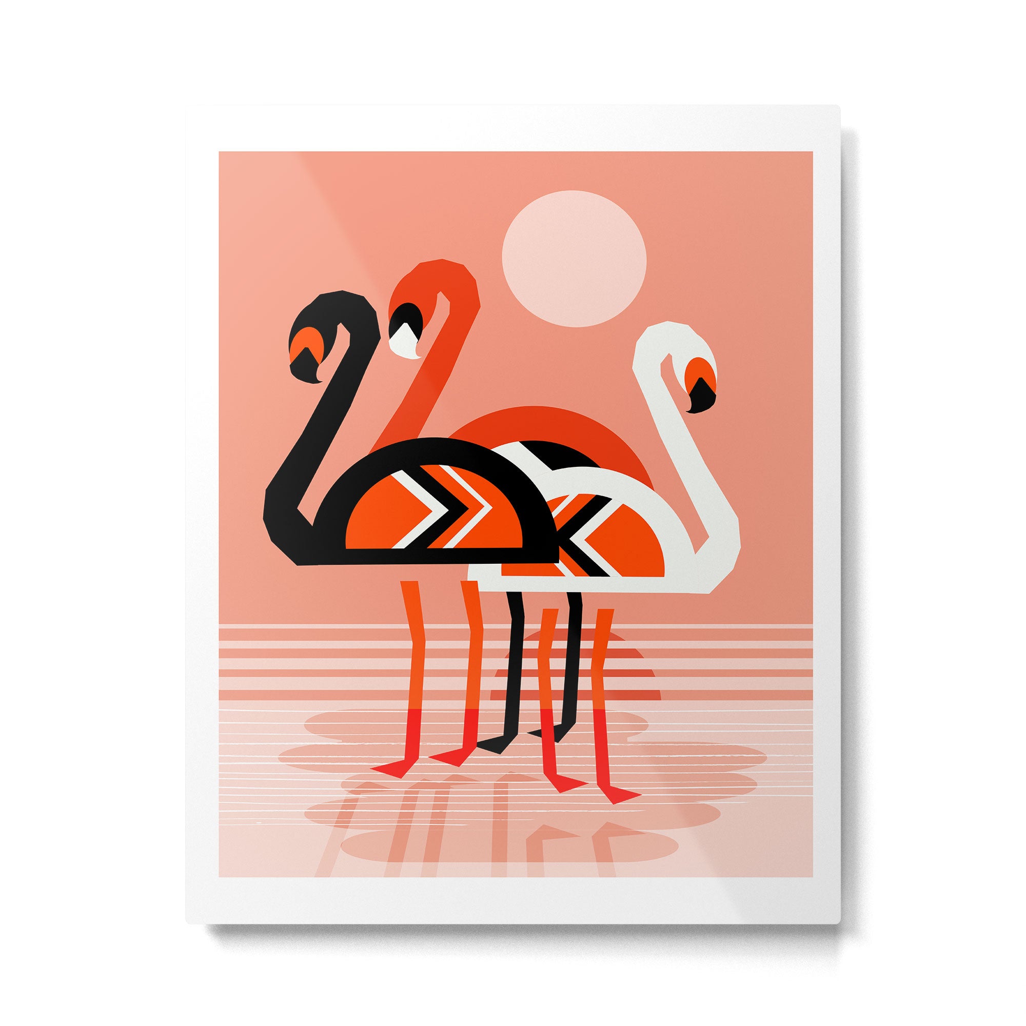 Posse - flamingo throwback nostalgia retro neon art print hipster trendy style minimal abstract geo Metal Print Gallery Image 4