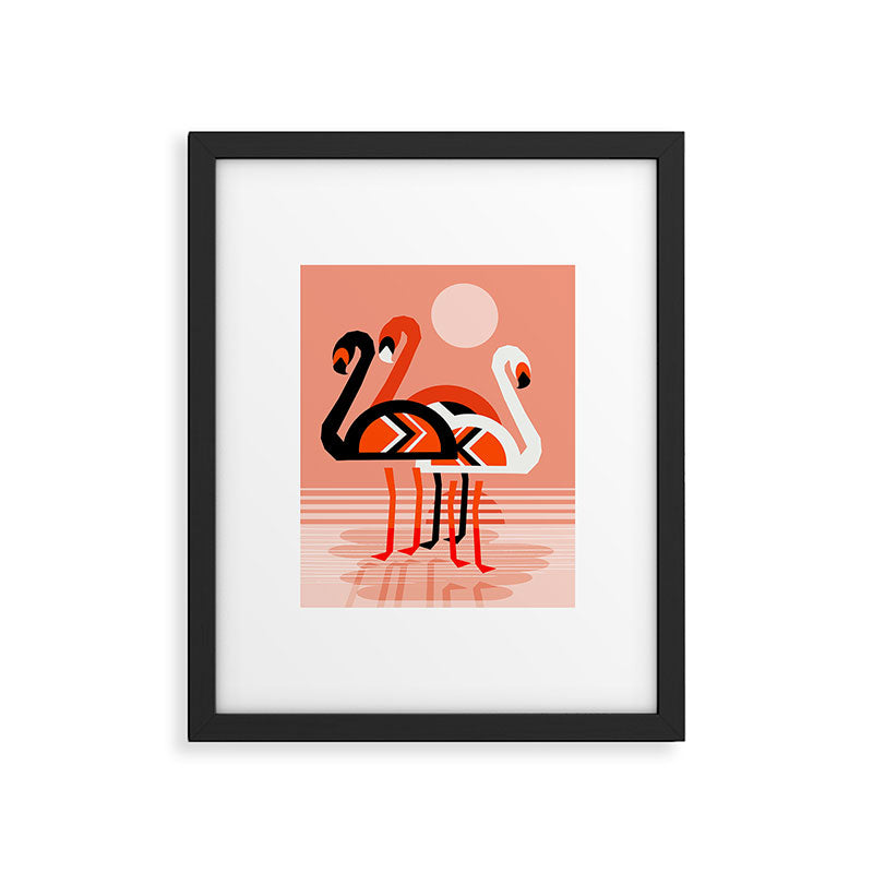 Posse - flamingo throwback nostalgia retro neon art print hipster trendy style minimal abstract geo Framed Art Print Gallery Image 5