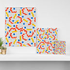 Primal - memphis throwback squiggle circle geometric grid lines dots trendy hipster 80s retro cool Canvas Print Gallery Image 3