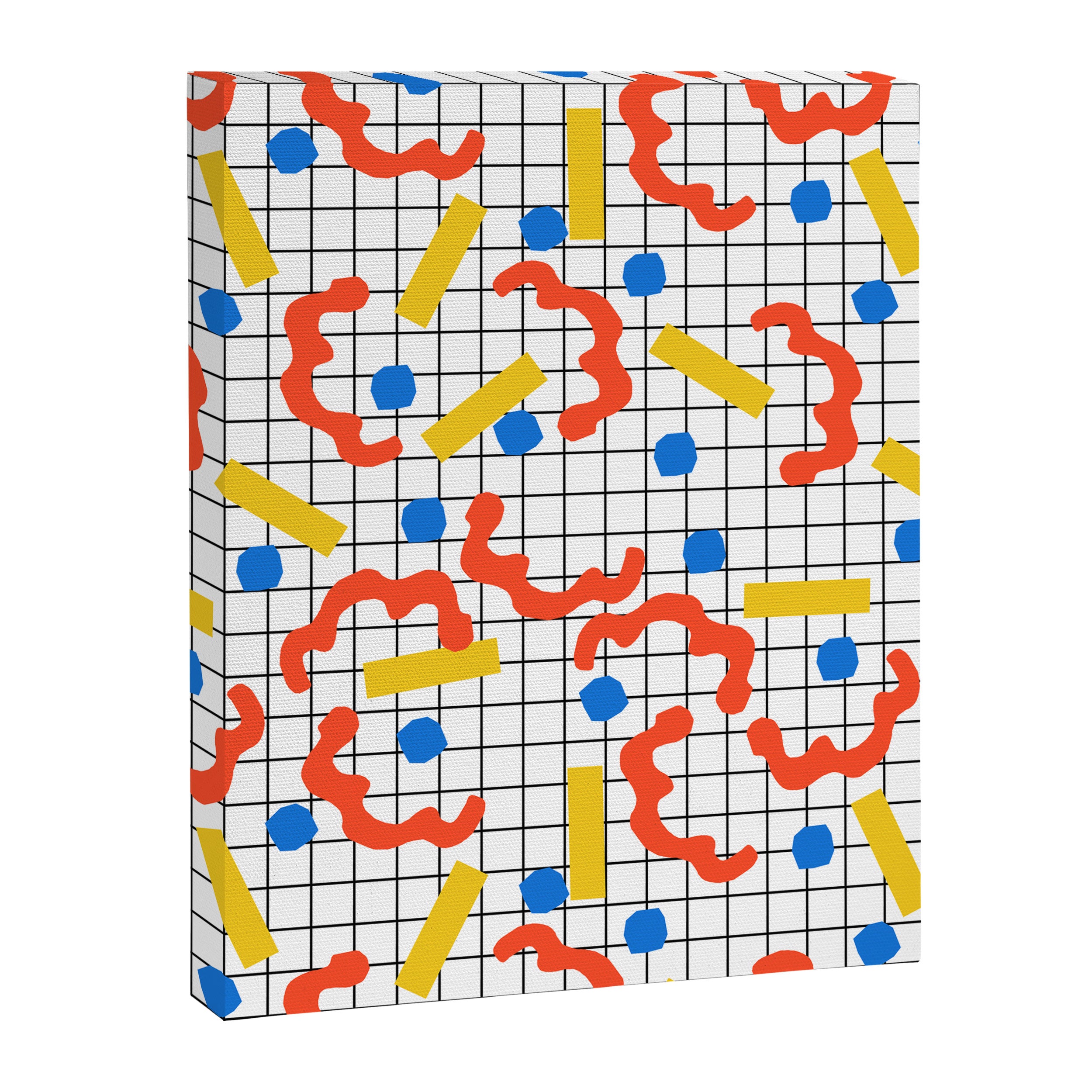 Primal - memphis throwback squiggle circle geometric grid lines dots trendy hipster 80s retro cool Canvas Print Gallery Image 6