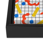 Primal - memphis throwback squiggle circle geometric grid lines dots trendy hipster 80s retro cool Framed Canvas Print Gallery Image 3