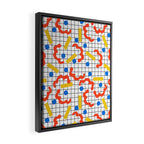 Primal - memphis throwback squiggle circle geometric grid lines dots trendy hipster 80s retro cool Framed Canvas Print Gallery Image 2