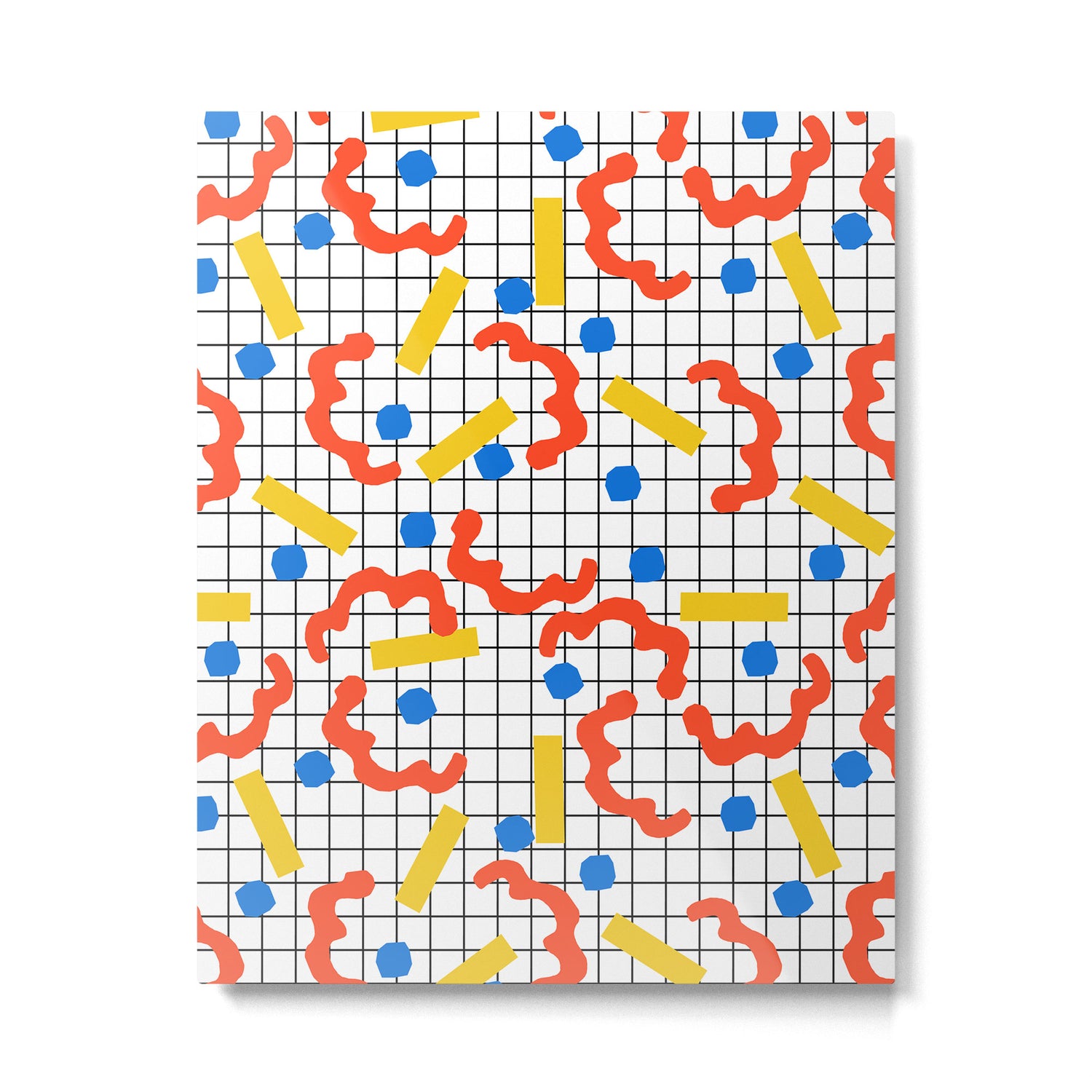 Primal - memphis throwback squiggle circle geometric grid lines dots trendy hipster 80s retro cool Metal Print Gallery Image 4