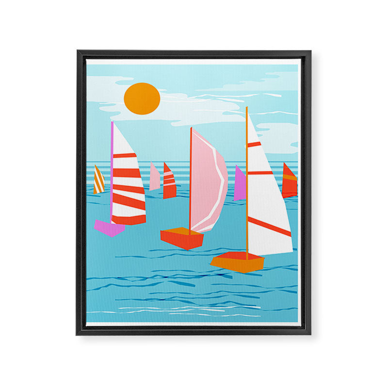 Quepasa - memphis throwback retro minimal modern neon boating yacht club sailing summer sport Framed Canvas Print Gallery Image 6