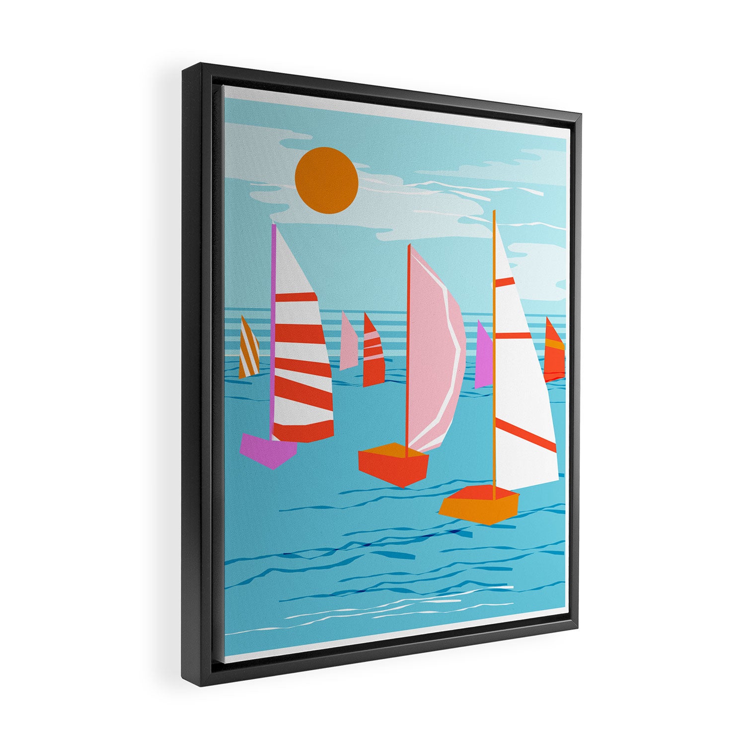Quepasa - memphis throwback retro minimal modern neon boating yacht club sailing summer sport Framed Canvas Print Gallery Image 2