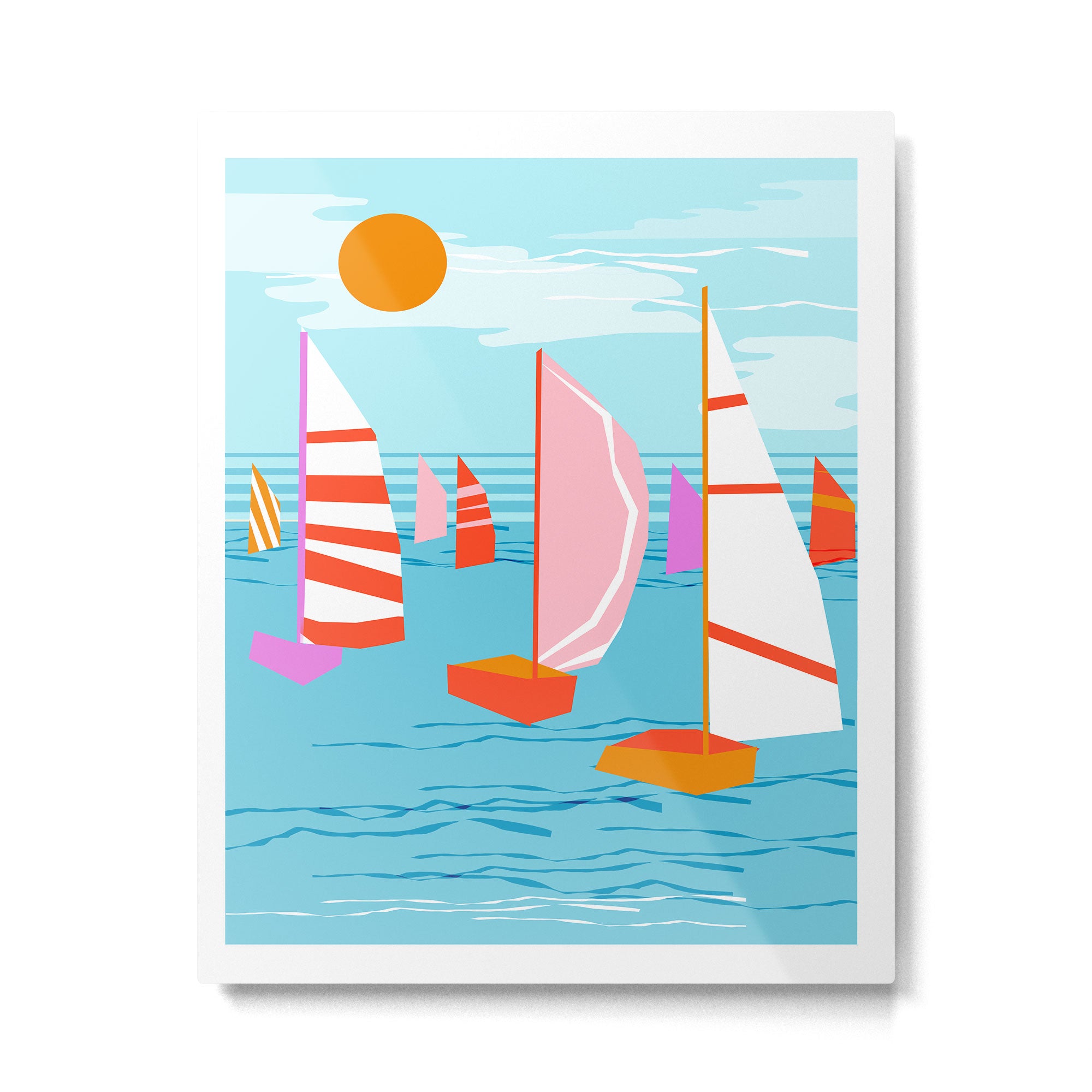 Quepasa - memphis throwback retro minimal modern neon boating yacht club sailing summer sport Metal Print Gallery Image 4