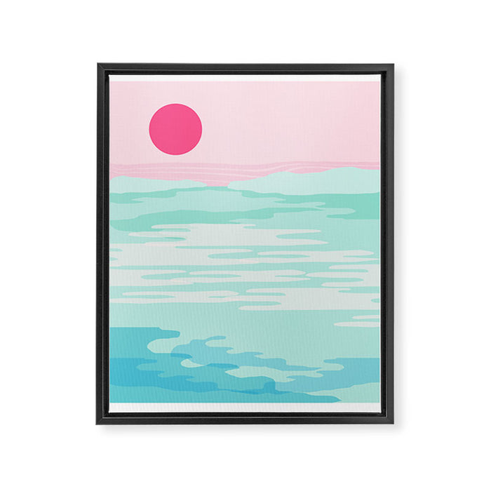 Really - 80s style throwback sunset sunrise west coast socal vibes surfing beach vacation Framed Canvas Print Gallery Image 1