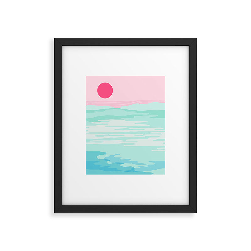 Really - 80s style throwback sunset sunrise west coast socal vibes surfing beach vacation Framed Art Print Gallery Image 5