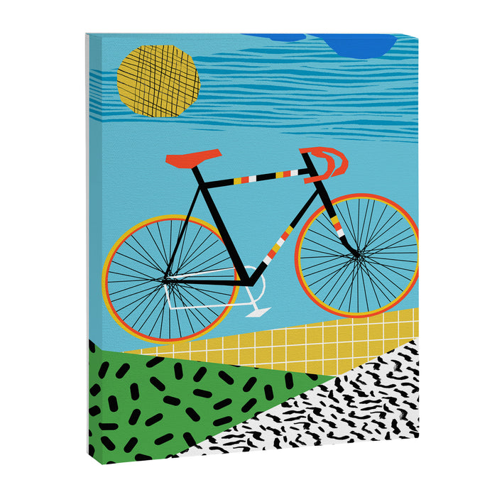 Roadie - peugeot px10, bicycle art print, cycling art, gifts for cyclists, memphis art print Canvas Print Gallery Image 1