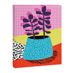 Shibby - neon 80's throwback potted plant indoor garden pink yellow red grid memphis los angeles pal Canvas Print Gallery Image 6
