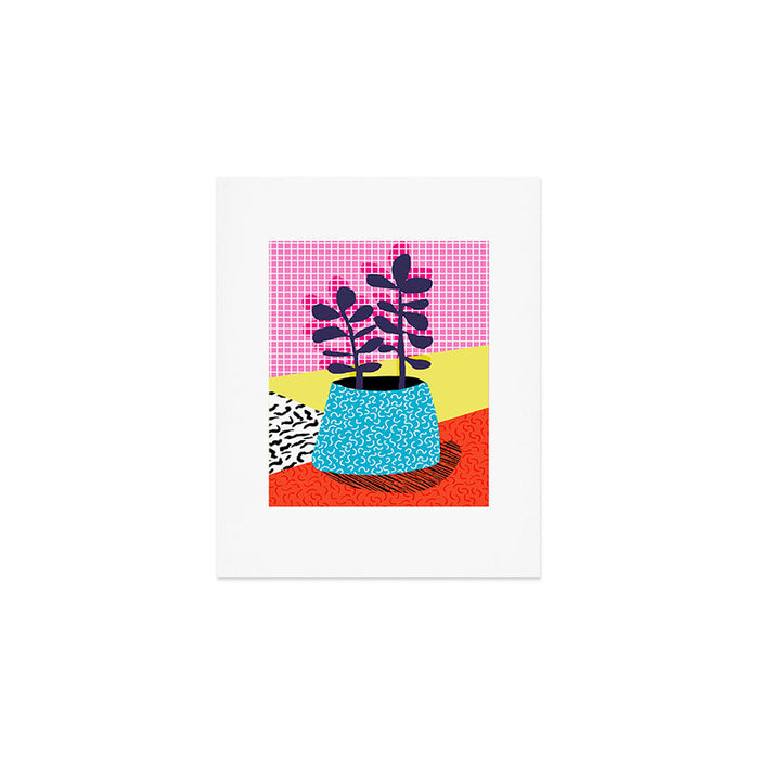Shibby - neon 80's throwback potted plant indoor garden pink yellow red grid memphis los angeles pal Art Print Gallery Image 1