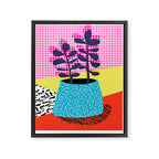 Shibby - neon 80's throwback potted plant indoor garden pink yellow red grid memphis los angeles pal Framed Canvas Print Gallery Image 6