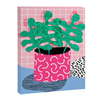 Shredding - indoor house plant pop art grid pattern minimal abstract neon 1980s style memphis retro Canvas Print Gallery Image 6
