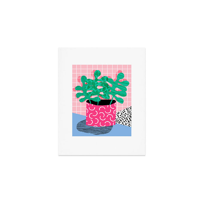 Shredding - indoor house plant pop art grid pattern minimal abstract neon 1980s style memphis retro Art Print Gallery Image 1