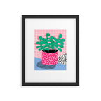 Shredding - indoor house plant pop art grid pattern minimal abstract neon 1980s style memphis retro Framed Art Print Gallery Image 5