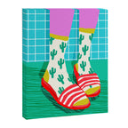 Sliders - memphis throwback retro neon 1980s 80s style pop art shoe fashion grid pattern socks Canvas Print Gallery Image 6