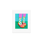 Sliders - memphis throwback retro neon 1980s 80s style pop art shoe fashion grid pattern socks Art Print Gallery Image 1