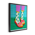 Sliders - memphis throwback retro neon 1980s 80s style pop art shoe fashion grid pattern socks Framed Canvas Print Gallery Image 2