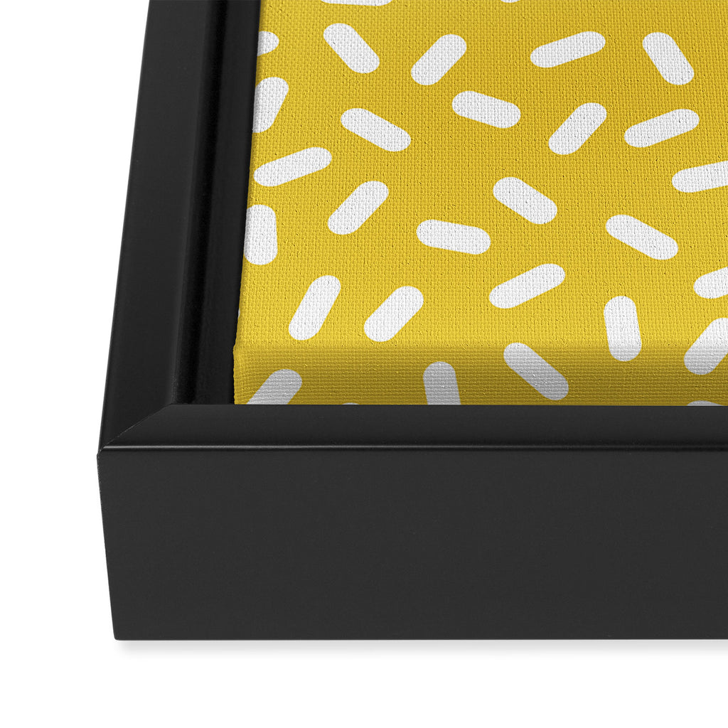Somethin' Somethin' - yellow bright happy sprinkles pills dash pattern rad minimal prints Framed Canvas Print Gallery Image 3