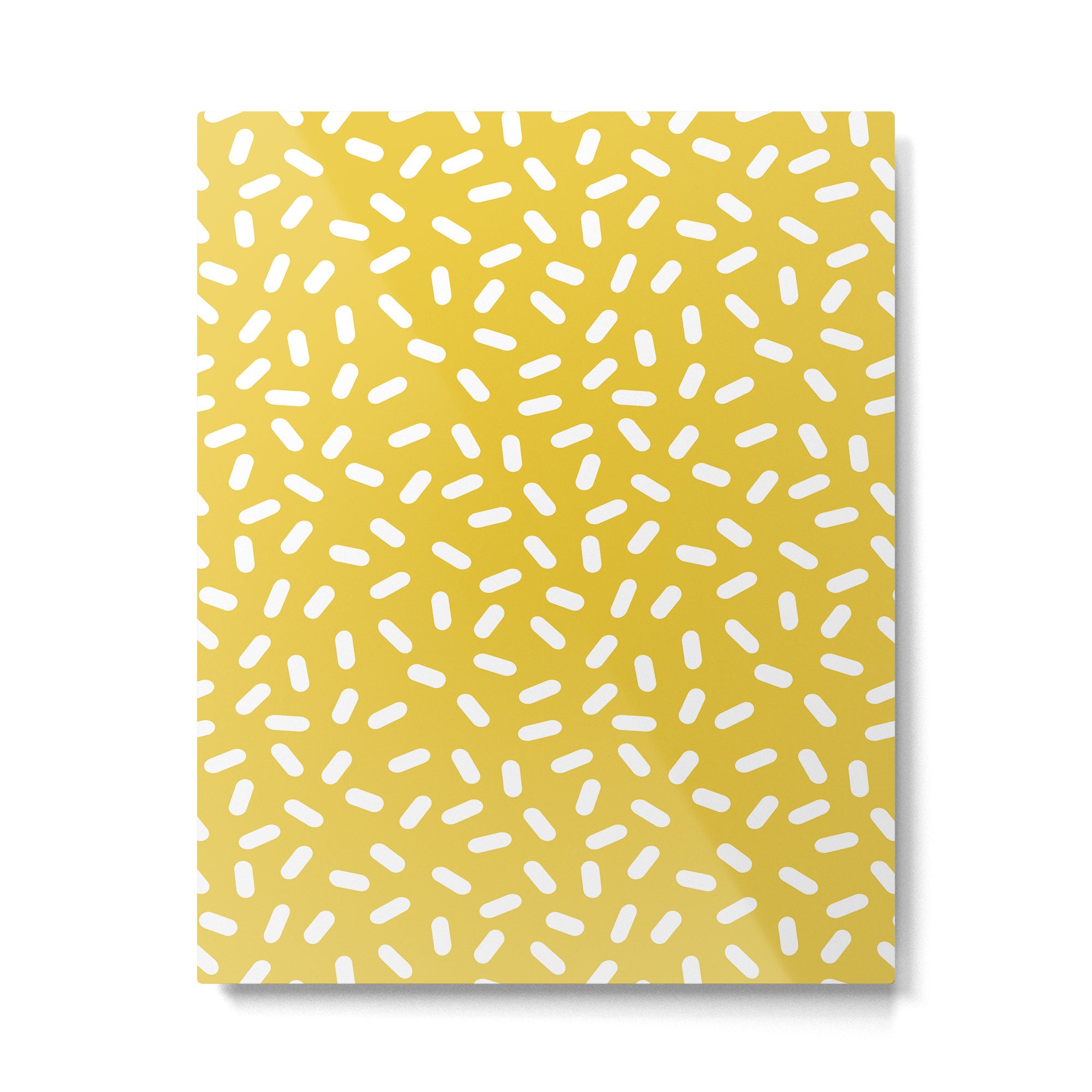Somethin' Somethin' - yellow bright happy sprinkles pills dash pattern rad minimal prints Metal Print Gallery Image 4