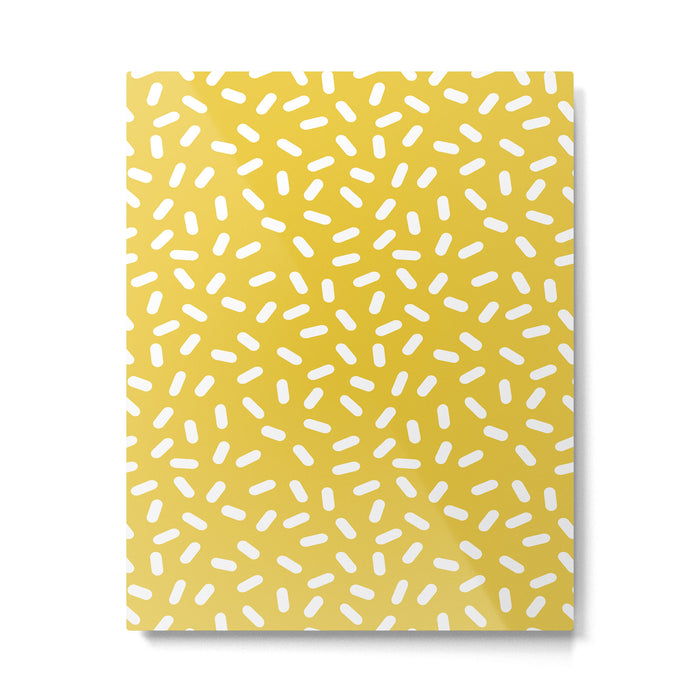 Somethin' Somethin' - yellow bright happy sprinkles pills dash pattern rad minimal prints Metal Print Gallery Image 1