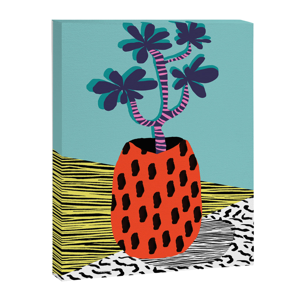 Spazzing - throwback house plant retro 1980s style memphis design neon art pop art print dorm room h Canvas Print Gallery Image 6