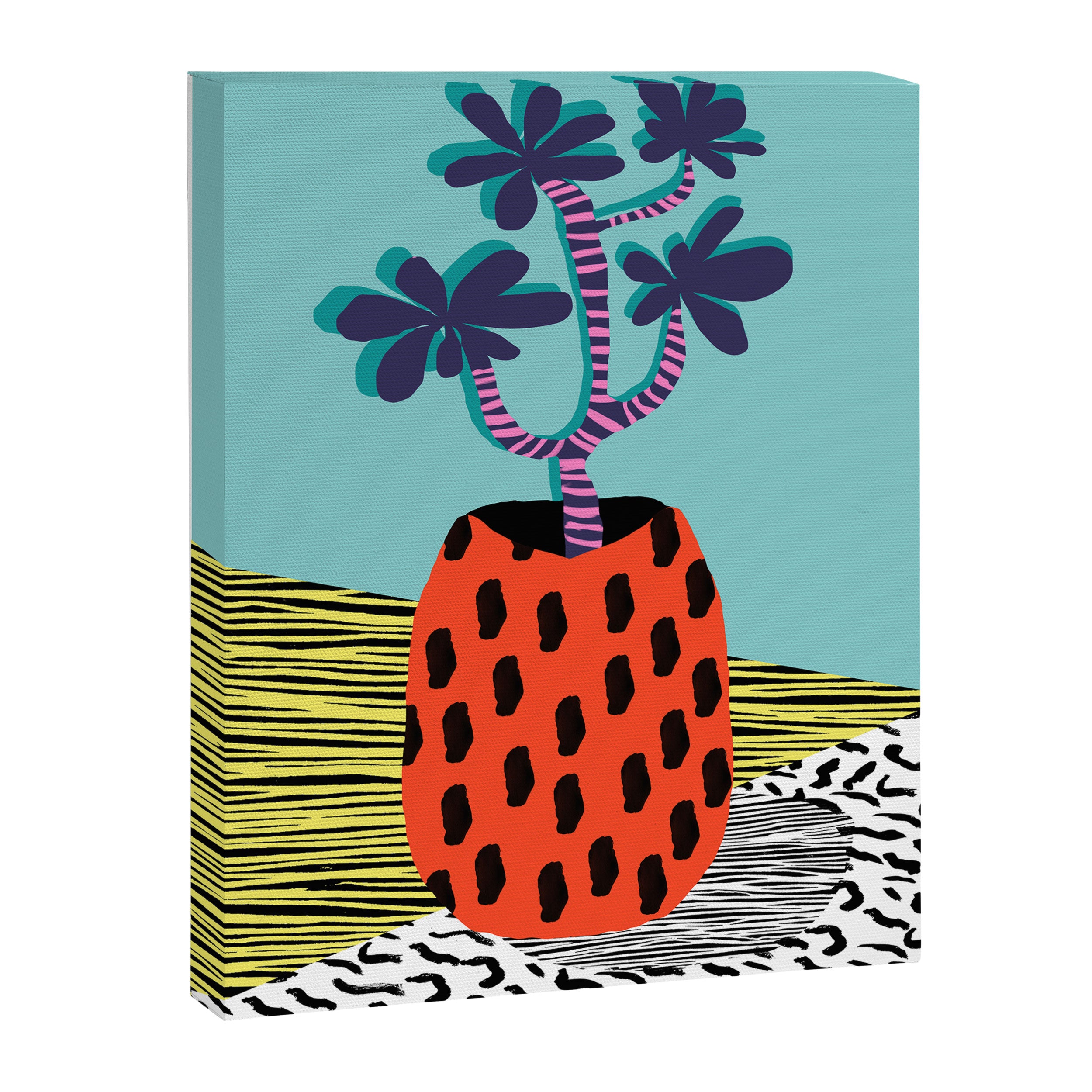 Spazzing - throwback house plant retro 1980s style memphis design neon art pop art print dorm room h Canvas Print Gallery Image 6