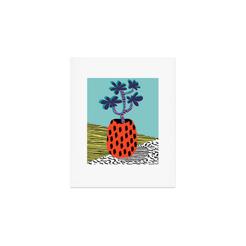 Spazzing - throwback house plant retro 1980s style memphis design neon art pop art print dorm room h Art Print Gallery Image 1