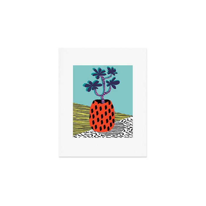 Spazzing - throwback house plant retro 1980s style memphis design neon art pop art print dorm room h Art Print Gallery Image 1