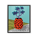 Spazzing - throwback house plant retro 1980s style memphis design neon art pop art print dorm room h Framed Canvas Print Gallery Image 6