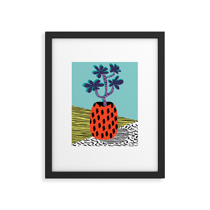 Spazzing - throwback house plant retro 1980s style memphis design neon art pop art print dorm room h Framed Art Print Gallery Image 5