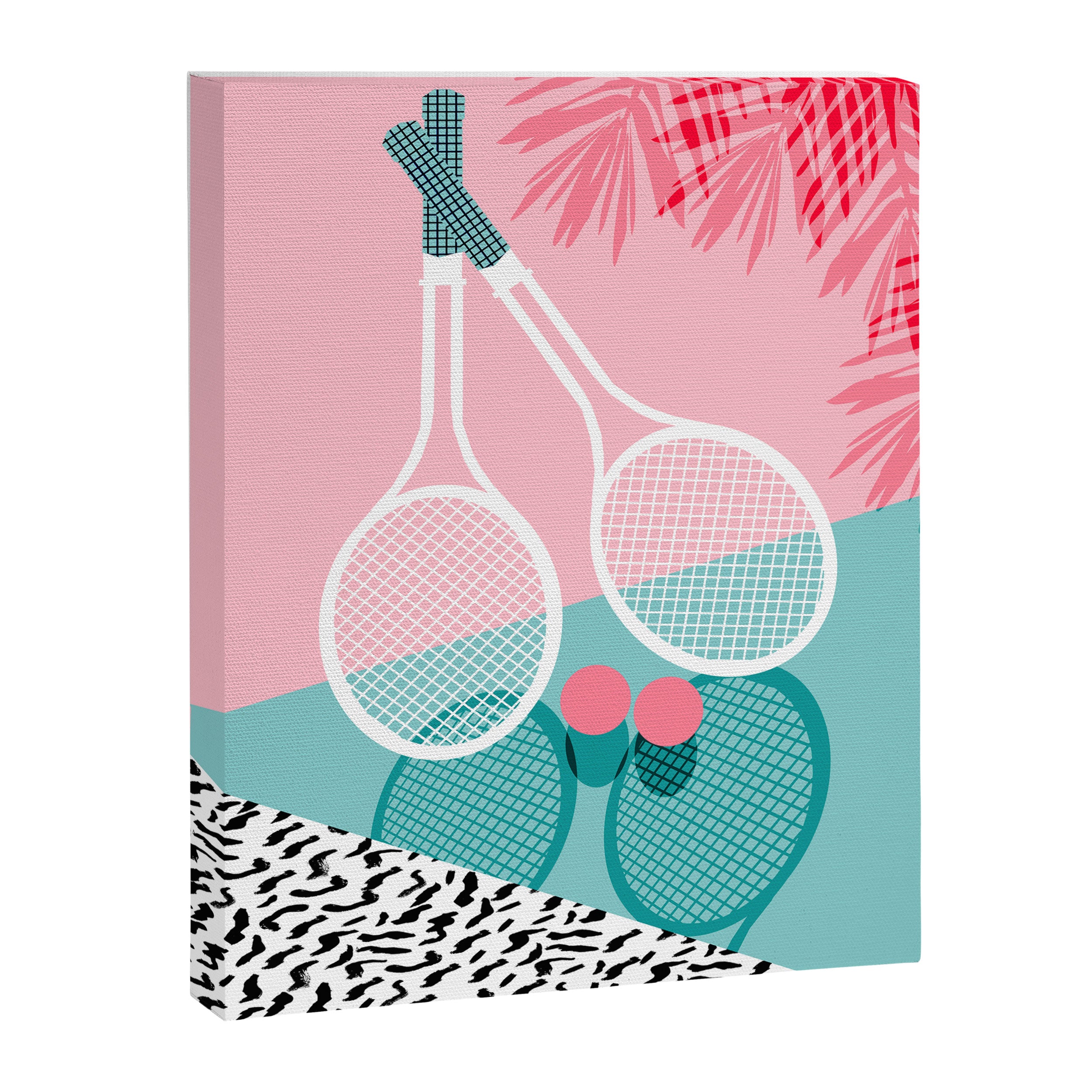 Sportin' - retro minimal pastel neon throwback memphis style pop art tennis sport court player Canvas Print Gallery Image 6