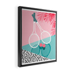 Sportin' - retro minimal pastel neon throwback memphis style pop art tennis sport court player Framed Canvas Print Gallery Image 2