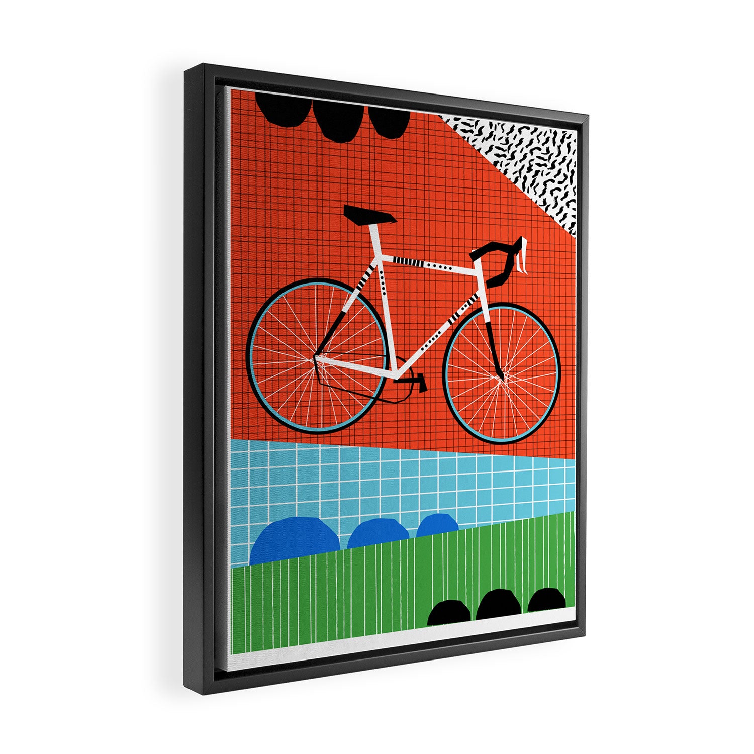 Sporty - bicycle art, schwinn paramount, biking, cycling art print, retro, memphis art print Framed Canvas Print Gallery Image 2