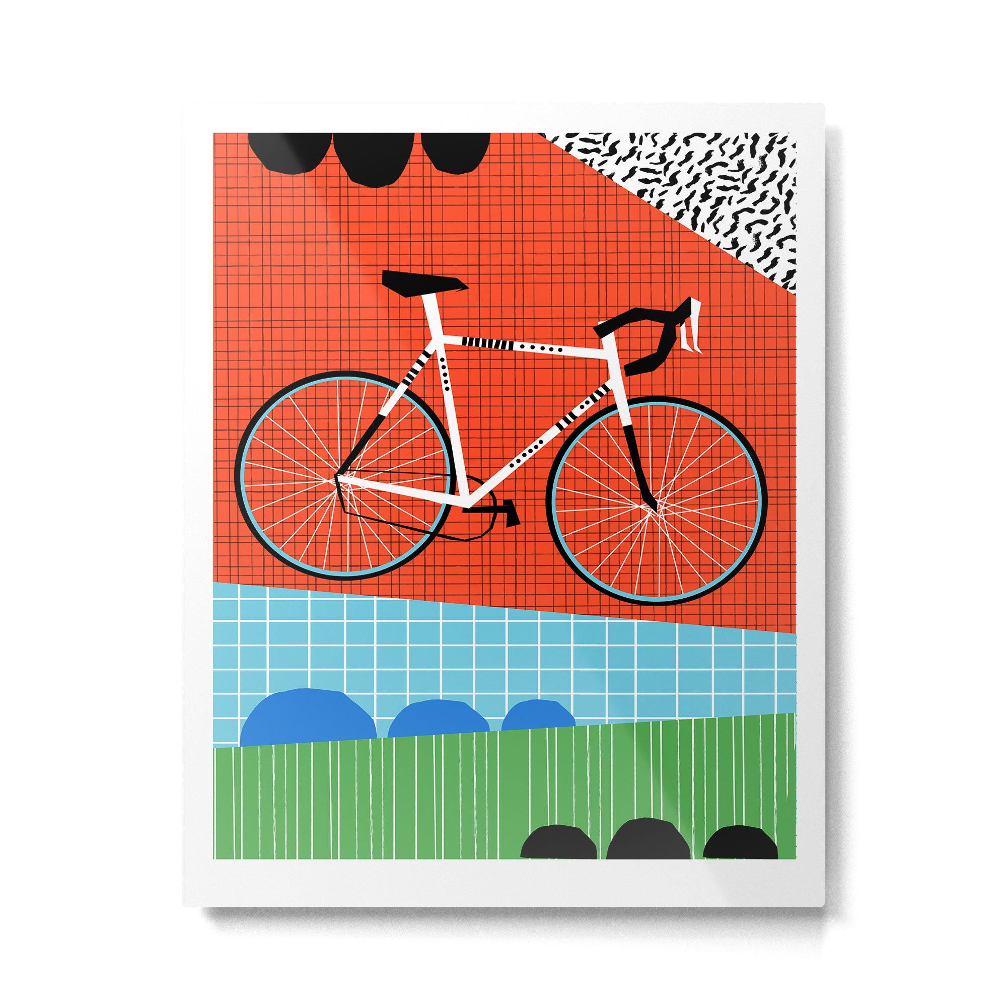 Sporty - bicycle art, schwinn paramount, biking, cycling art print, retro, memphis art print Metal Print Gallery Image 4