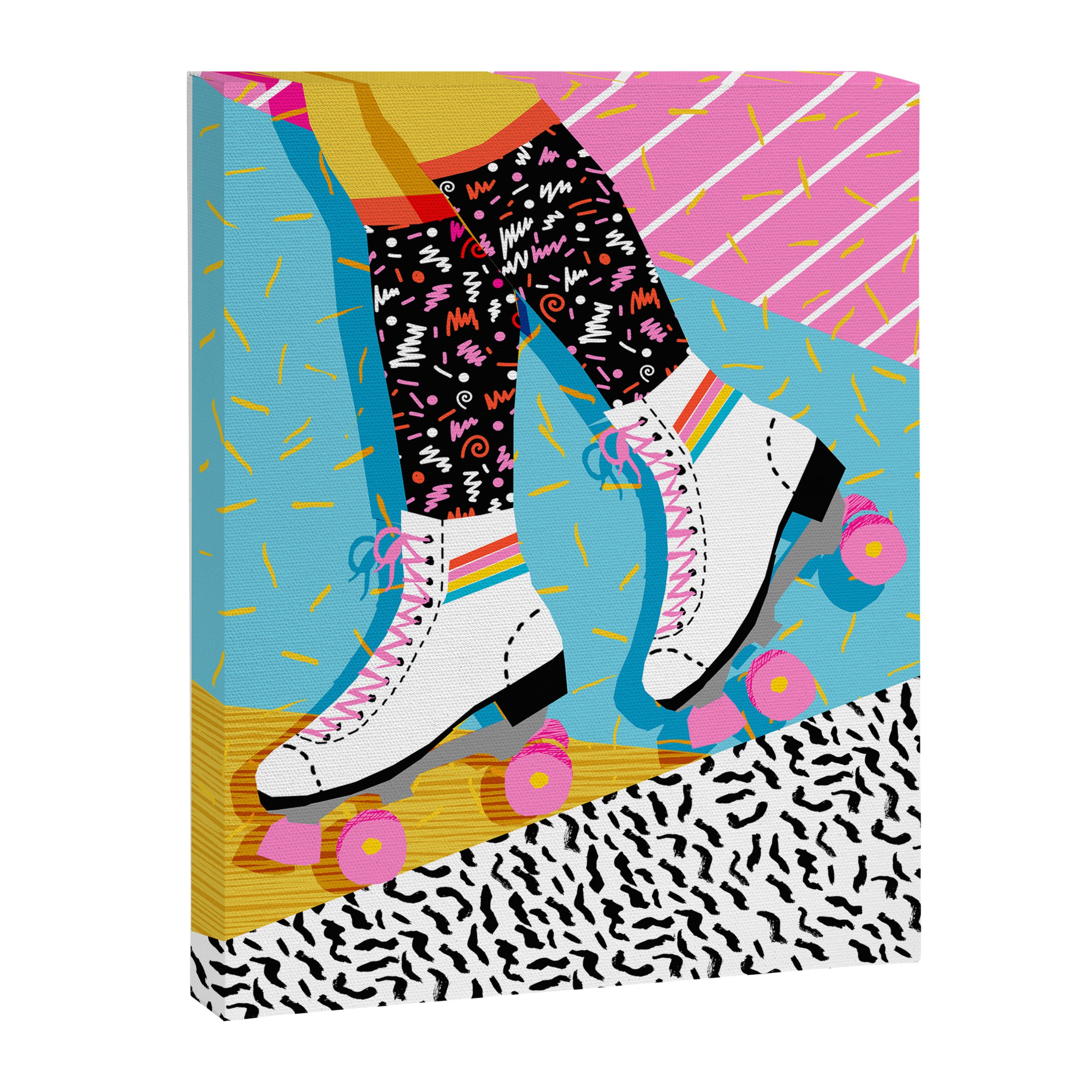 Steeze - 80's memphis rollerskating rad neon trendy art gifts throwback retro vibes Canvas Print Gallery Image 6