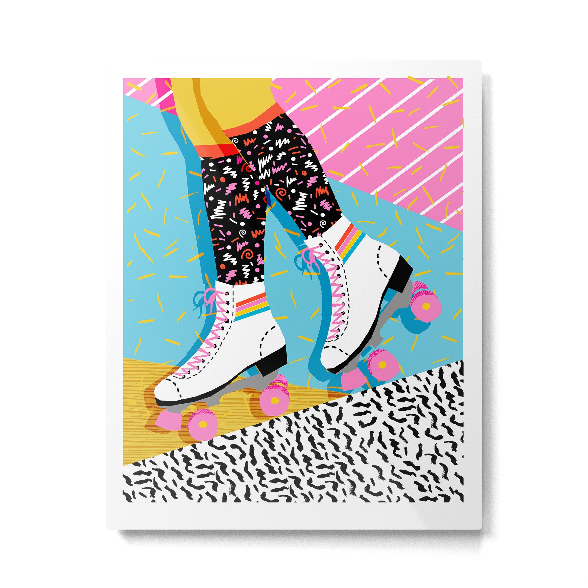 Steeze - 80's memphis rollerskating rad neon trendy art gifts throwback retro vibes Metal Print Gallery Image 4