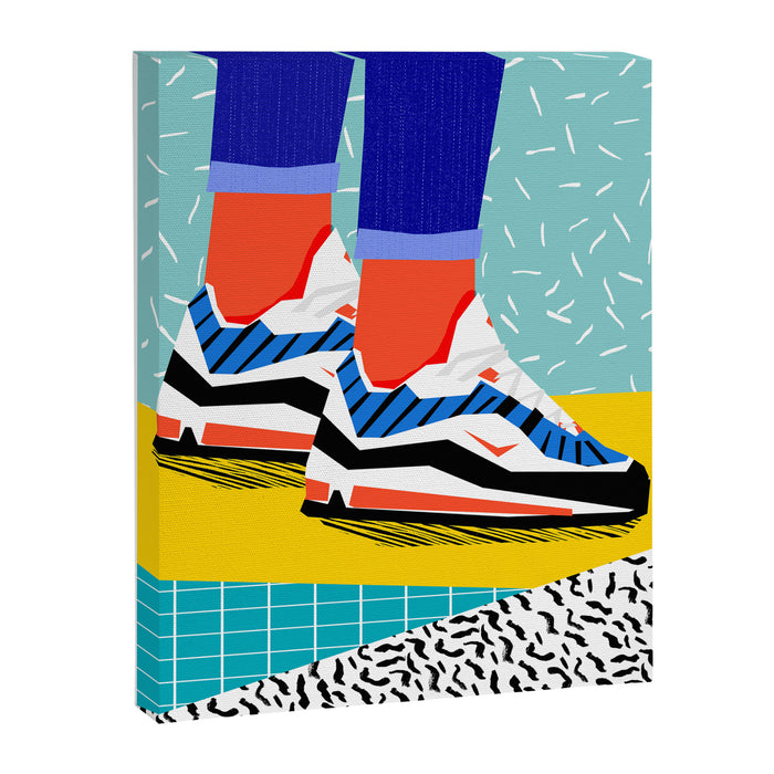 Super Fire - retro sneakers, throwback, memphis, fashion, shoes, sneakers, Canvas Print Gallery Image 1