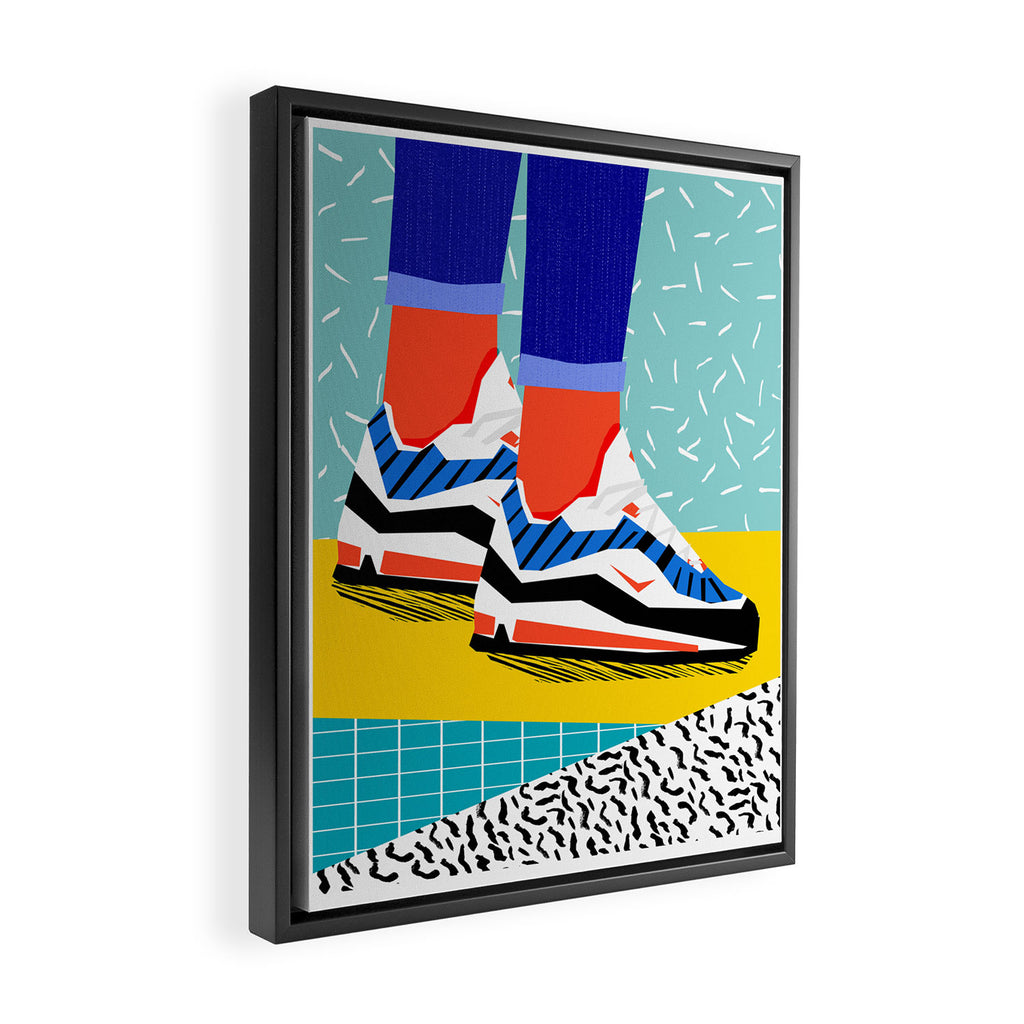 Super Fire - retro sneakers, throwback, memphis, fashion, shoes, sneakers, Framed Canvas Print Gallery Image 2