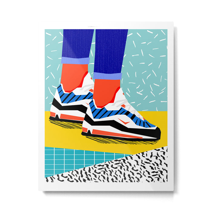 Super Fire - retro sneakers, throwback, memphis, fashion, shoes, sneakers, Metal Print Gallery Image 1