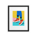Toe Drag - memphis throwback fashion shoes retro pattern grid pink bright neon hipster Framed Art Print Gallery Image 5