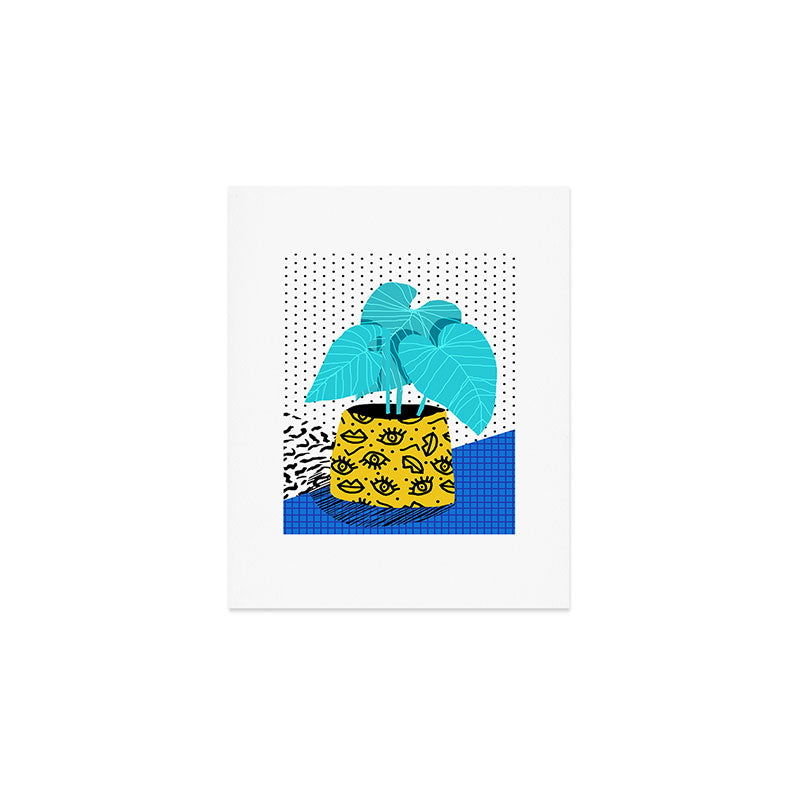 Totes magoats - memphis throwback retro house plant squiggle dot polka dot neon 1980s 80s style art Art Print Gallery Image 1