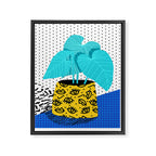 Totes magoats - memphis throwback retro house plant squiggle dot polka dot neon 1980s 80s style art Framed Canvas Print Gallery Image 6