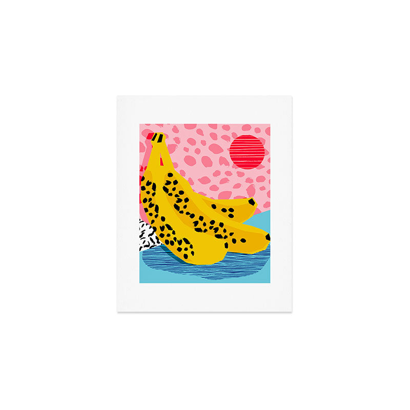 What It Is - memphis throwback banana fruit retro minimal pattern neon bright 1980s 80s style art Art Print Gallery Image 1