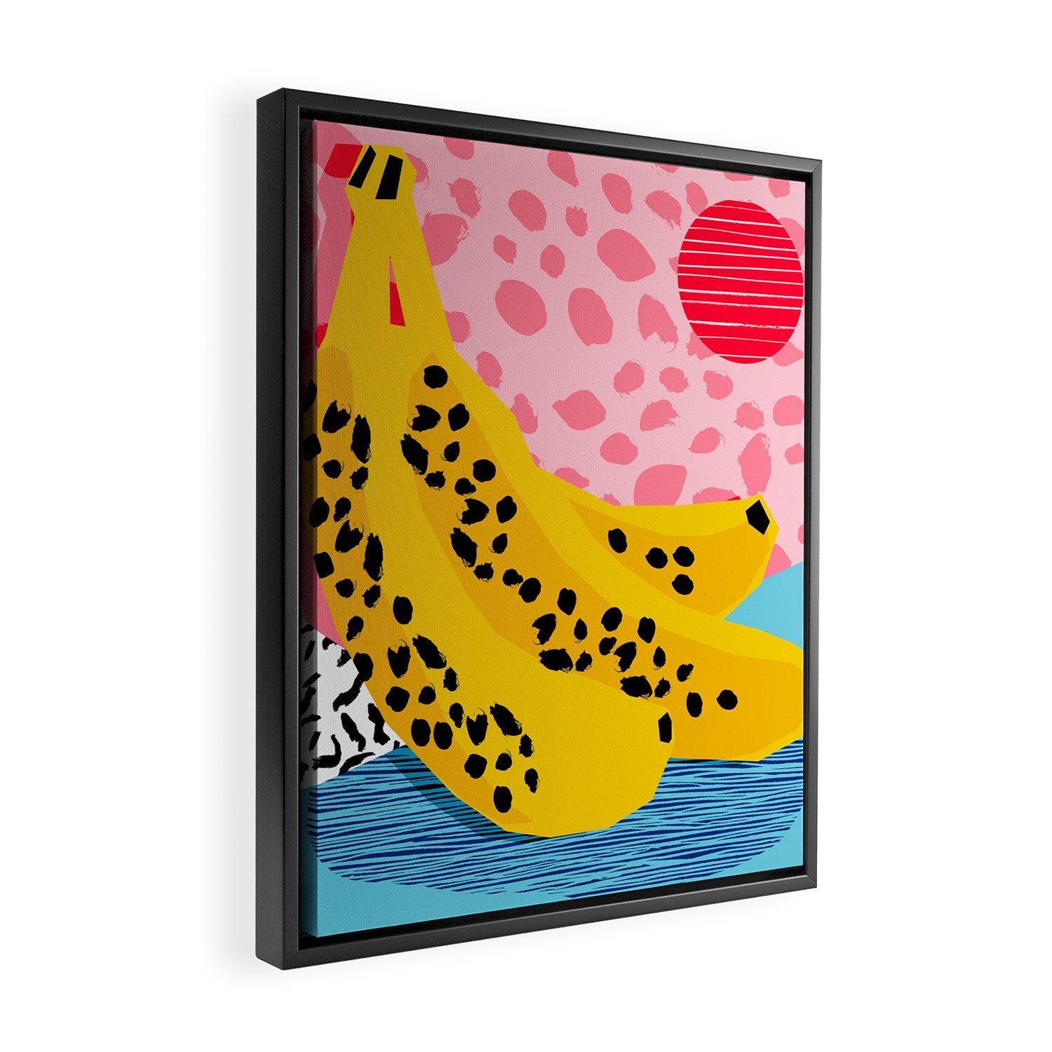 What It Is - memphis throwback banana fruit retro minimal pattern neon bright 1980s 80s style art Framed Canvas Print Gallery Image 2