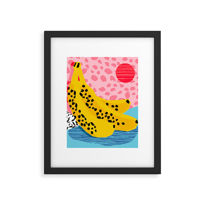 What It Is - memphis throwback banana fruit retro minimal pattern neon bright 1980s 80s style art Framed Art Print Gallery Image 1