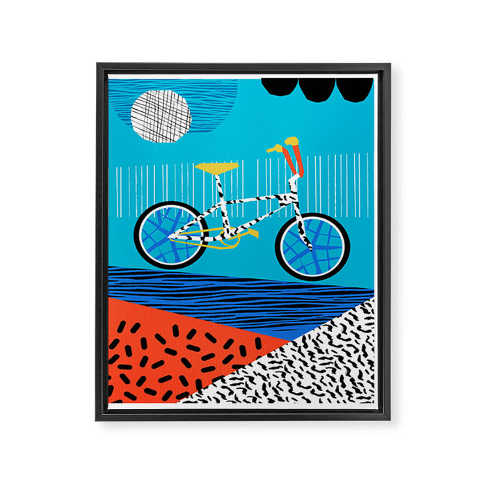 Wheelie - roger decoster bmx, bikes, bike, bicycle art print, cycling, sports art print Framed Canvas Print Gallery Image 1