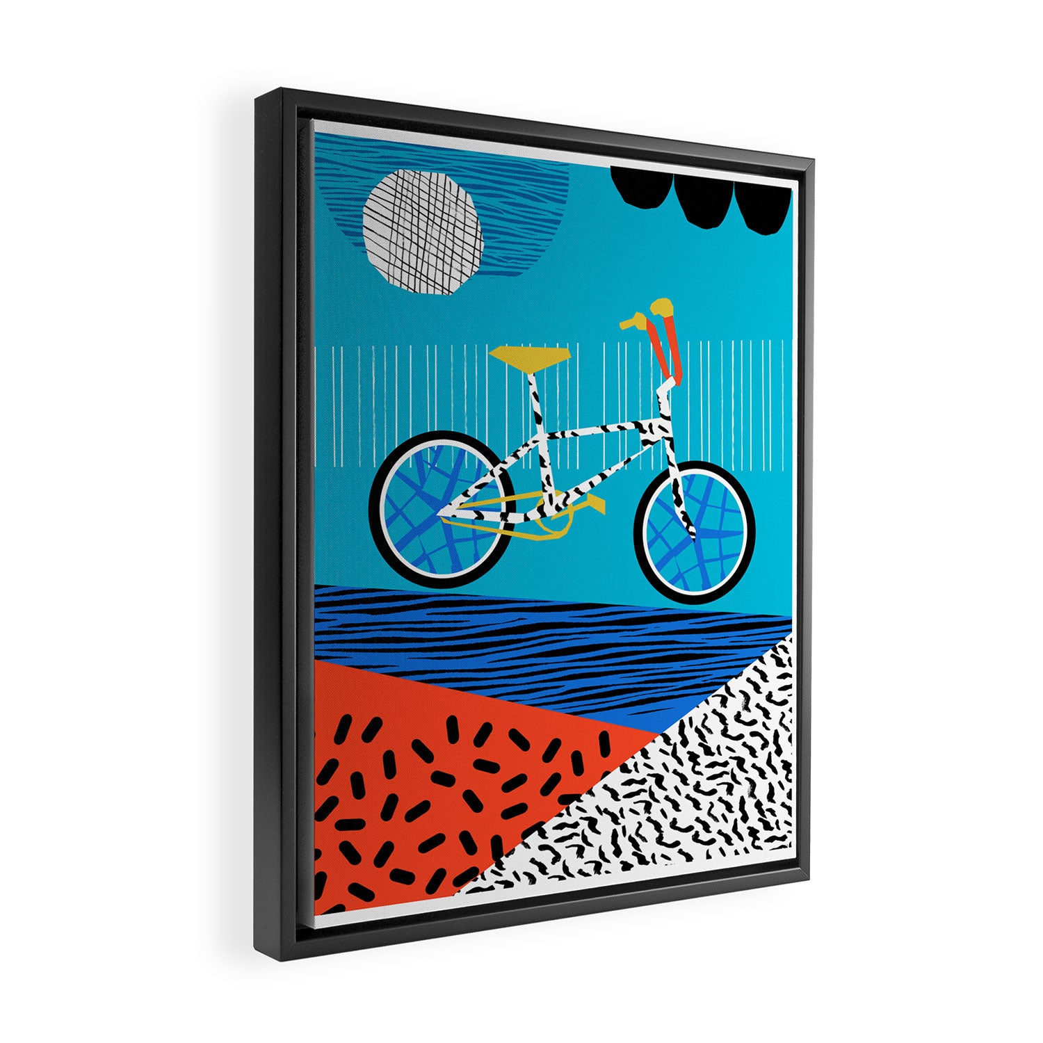 Wheelie - roger decoster bmx, bikes, bike, bicycle art print, cycling, sports art print Framed Canvas Print Gallery Image 2